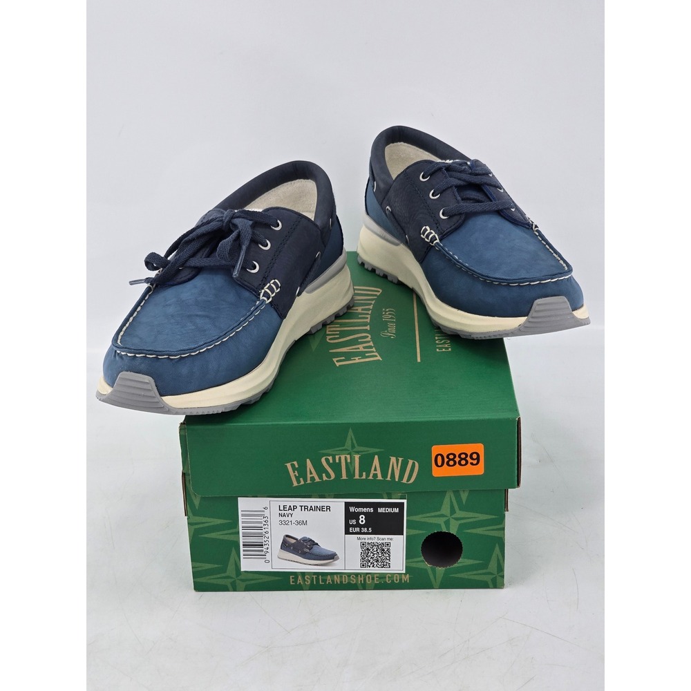 Eastland Leap Trainer Womens Size 8 Navy Blue Boat Shoe Sneakers - NEW